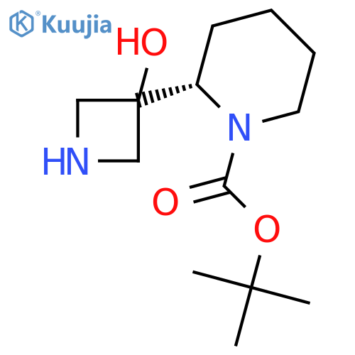 1,1-dimethylethyl (2S)-2-(3-hydroxyazetidin-3-yl)piperidine-1-carboxylate structure