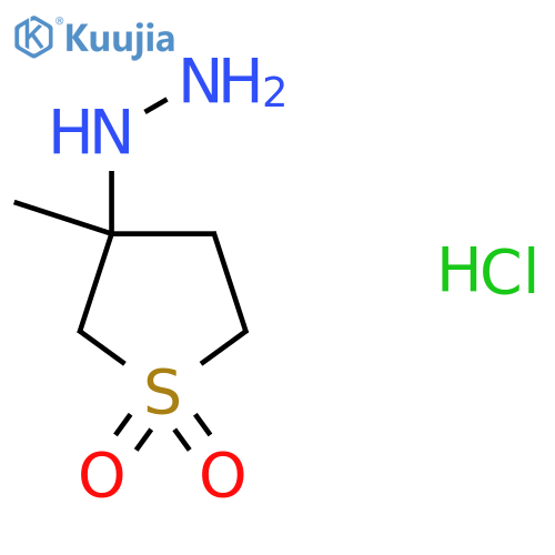 3-hydrazinyl-3-methyl-1λ?-thiolane-1,1-dione hydrochloride structure