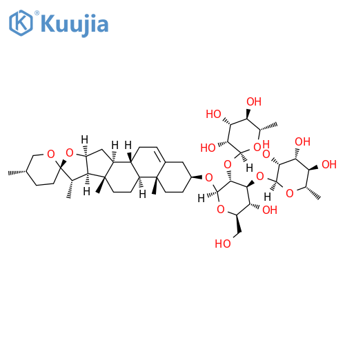 β-D-Glucopyranoside, (3β,25S)-spirost-5-en-3-yl O-6-deoxy-α-L-mannopyranosyl-(1→2)-O-[6-deoxy-α-L-mannopyranosyl-(1→3)]- structure