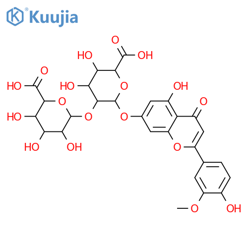 4',5,7-Trihydroxy-3'-methoxyflavone; 7-O-[β-D-Glucuronopyranosyl-(1→2)-β-D-glucuronopyranoside] structure
