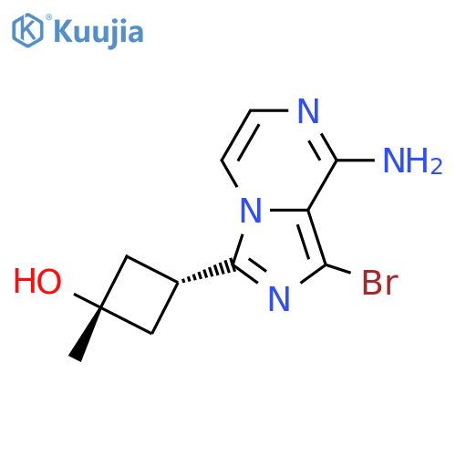 cis-3-(8-amino-1-bromo-imidazo[1,5-a]pyrazin-3-yl)-1-methyl-cyclobutanol structure