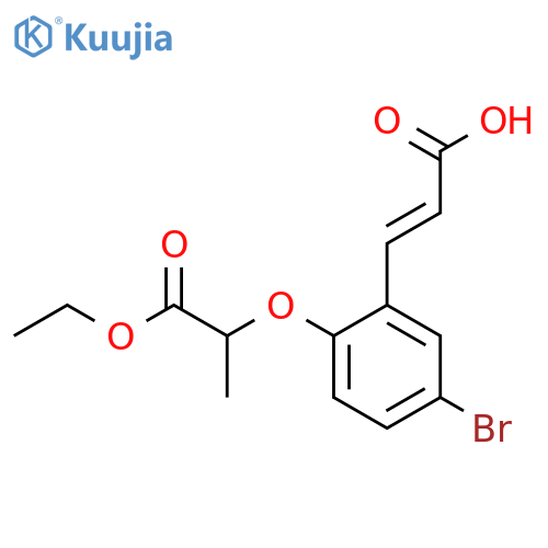 (2E)-3-[5-bromo-2-(2-ethoxy-1-methyl-2-oxoethoxy)phenyl]acrylic acid structure