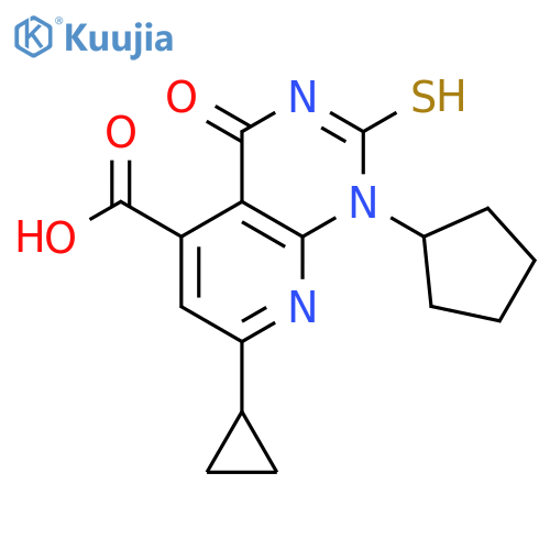 1-cyclopentyl-7-cyclopropyl-4-oxo-2-sulfanyl-1H,4H-pyrido2,3-dpyrimidine-5-carboxylic acid structure