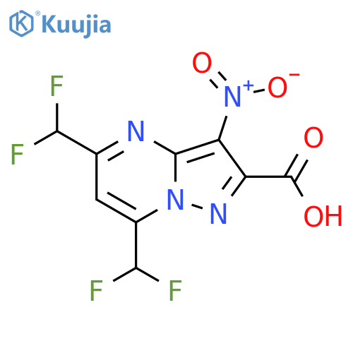5,7-Bis(difluoromethyl)-3-nitropyrazolo[1,5-a]pyrimidine-2-carboxylic acid structure