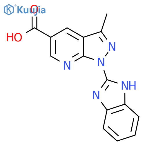 1-(1H-1,3-Benzodiazol-2-yl)-3-methyl-1H-pyrazolo3,4-bpyridine-5-carboxylic acid structure