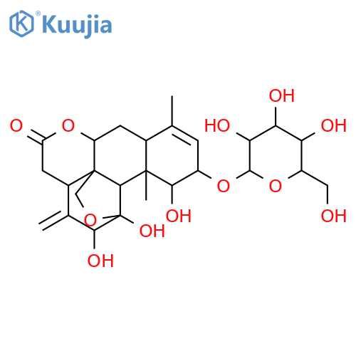 Picrasa-3,13(21)-dien-16-one, 11,20-epoxy-2-(β-D-glucopyranosyloxy)-1,11,12-trihydroxy-, (1β,2α,11β,12α)- (9CI) structure