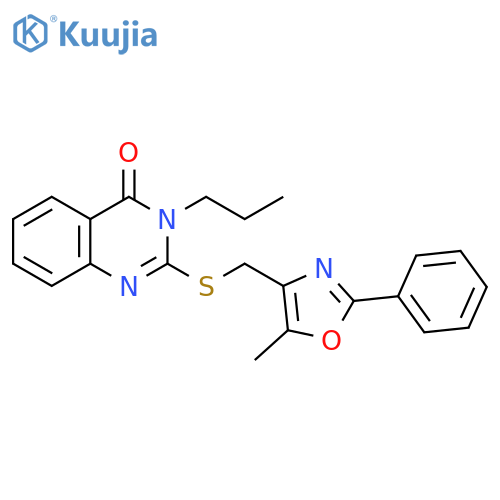 2-{(5-methyl-2-phenyl-1,3-oxazol-4-yl)methylsulfanyl}-3-propyl-3,4-dihydroquinazolin-4-one structure