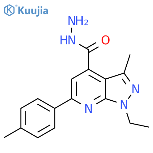 1-ethyl-3-methyl-6-(4-methylphenyl)-1H-pyrazolo3,4-bpyridine-4-carbohydrazide structure