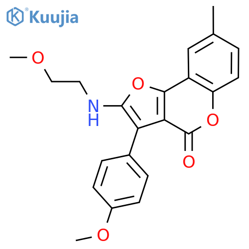 2-(2-methoxyethyl)amino-3-(4-methoxyphenyl)-8-methyl-4H-furo3,2-cchromen-4-one structure