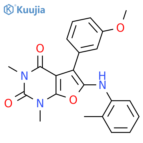 5-(3-methoxyphenyl)-1,3-dimethyl-6-(o-tolylamino)furo[2,3-d]pyrimidine-2,4(1H,3H)-dione structure