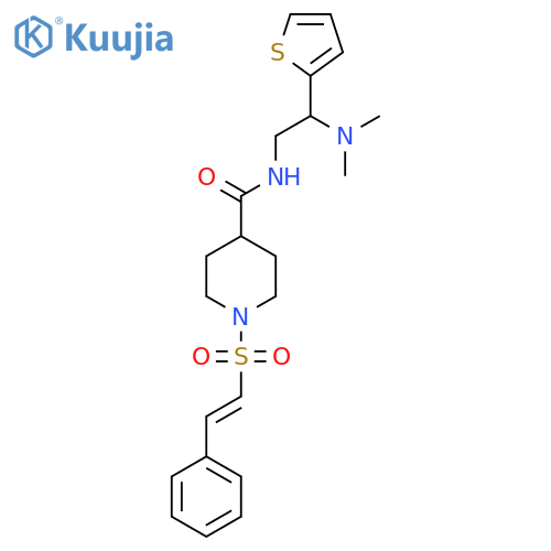 N-[2-(dimethylamino)-2-(thiophen-2-yl)ethyl]-1-(2-phenylethenesulfonyl)piperidine-4-carboxamide structure