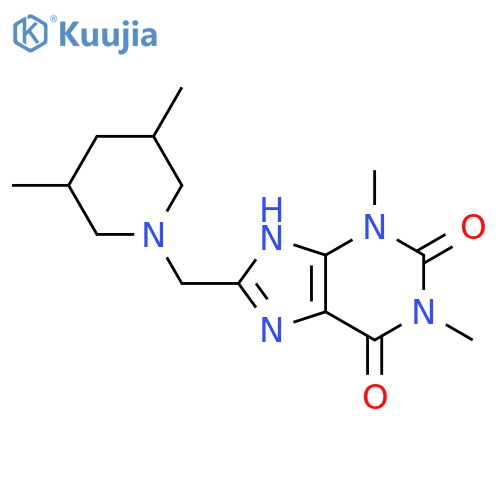 8-(3,5-dimethylpiperidin-1-yl)methyl-1,3-dimethyl-2,3,6,7-tetrahydro-1H-purine-2,6-dione structure