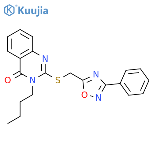3-butyl-2-{(3-phenyl-1,2,4-oxadiazol-5-yl)methylsulfanyl}-3,4-dihydroquinazolin-4-one structure