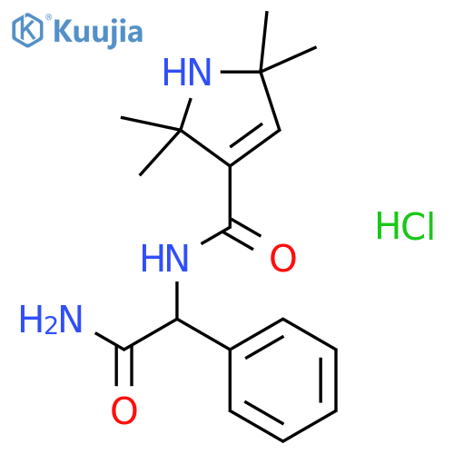1H-Pyrrole-3-carboxamide,N-(2-amino-2-oxo-1-phenylethyl)-2,5-dihydro-2,2,5,5-tetramethyl-, hydrochloride(1:1) structure