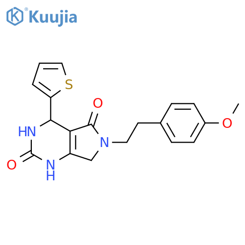 6-2-(4-methoxyphenyl)ethyl-4-(thiophen-2-yl)-1H,2H,3H,4H,5H,6H,7H-pyrrolo3,4-dpyrimidine-2,5-dione structure