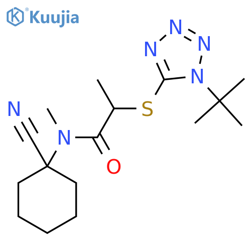 2-[(1-tert-butyl-1H-1,2,3,4-tetrazol-5-yl)sulfanyl]-N-(1-cyanocyclohexyl)-N-methylpropanamide structure