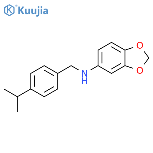 N-[(4-propan-2-ylphenyl)methyl]-1,3-benzodioxol-5-amine structure