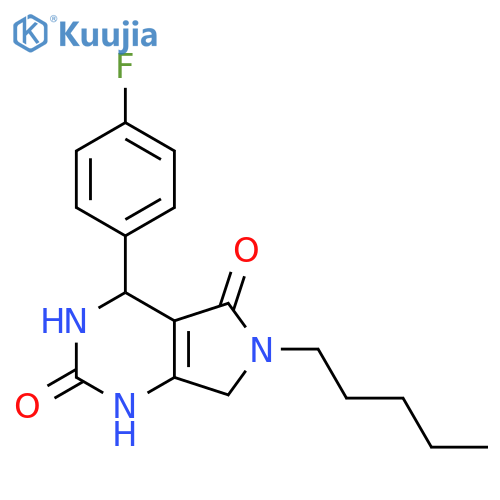 4-(4-fluorophenyl)-6-pentyl-1H,2H,3H,4H,5H,6H,7H-pyrrolo3,4-dpyrimidine-2,5-dione structure