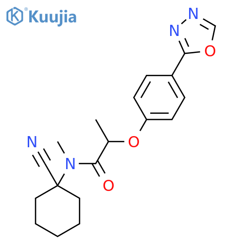 N-(1-cyanocyclohexyl)-N-methyl-2-[4-(1,3,4-oxadiazol-2-yl)phenoxy]propanamide structure