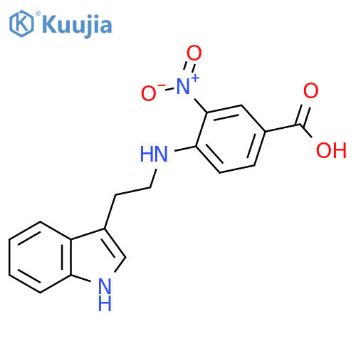 4-{2-(1H-indol-3-yl)ethylamino}-3-nitrobenzoic acid structure