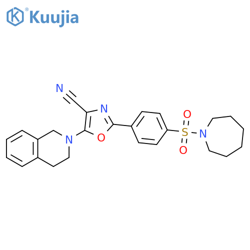 2-4-(azepane-1-sulfonyl)phenyl-5-(1,2,3,4-tetrahydroisoquinolin-2-yl)-1,3-oxazole-4-carbonitrile structure