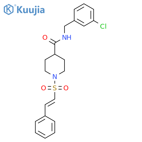 N-[(3-chlorophenyl)methyl]-1-(2-phenylethenesulfonyl)piperidine-4-carboxamide structure