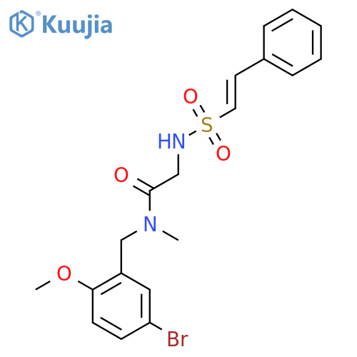 N-[(5-bromo-2-methoxyphenyl)methyl]-N-methyl-2-(2-phenylethenesulfonamido)acetamide structure