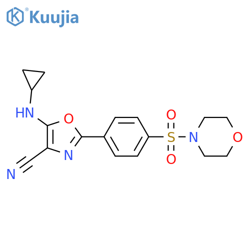 5-(cyclopropylamino)-2-4-(morpholine-4-sulfonyl)phenyl-1,3-oxazole-4-carbonitrile structure