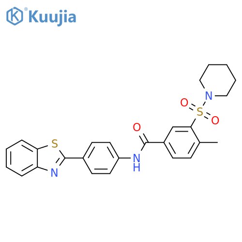 N-4-(1,3-benzothiazol-2-yl)phenyl-4-methyl-3-(piperidine-1-sulfonyl)benzamide structure
