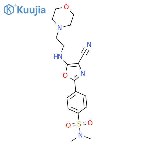 4-(4-cyano-5-{2-(morpholin-4-yl)ethylamino}-1,3-oxazol-2-yl)-N,N-dimethylbenzene-1-sulfonamide structure