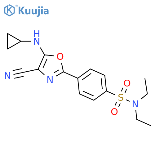 4-4-cyano-5-(cyclopropylamino)-1,3-oxazol-2-yl-N,N-diethylbenzene-1-sulfonamide structure