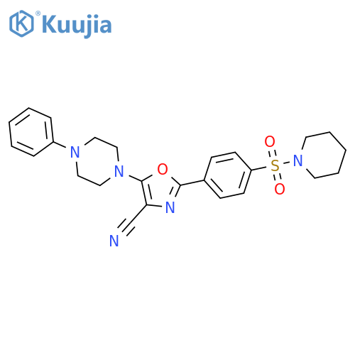 5-(4-phenylpiperazin-1-yl)-2-4-(piperidine-1-sulfonyl)phenyl-1,3-oxazole-4-carbonitrile structure