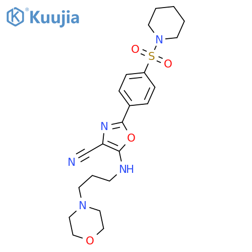 5-{3-(morpholin-4-yl)propylamino}-2-4-(piperidine-1-sulfonyl)phenyl-1,3-oxazole-4-carbonitrile structure