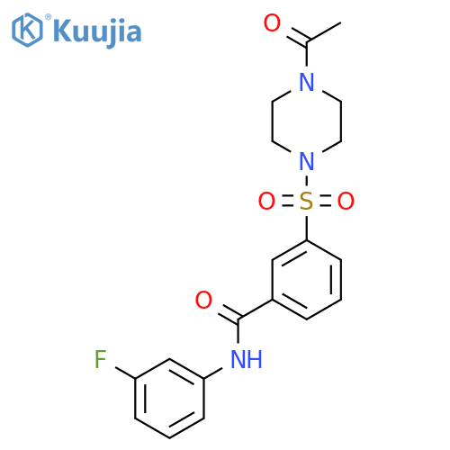3-(4-acetylpiperazin-1-yl)sulfonyl-N-(3-fluorophenyl)benzamide structure