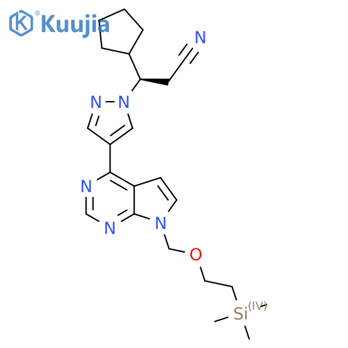 (3R)-3-Cyclopentyl-3-[4-[7-(2-trimethylsilylethoxymethyl)pyrrolo[2,3-d]pyrimidin-4-yl]pyrazol-1-yl]propanenitrile structure