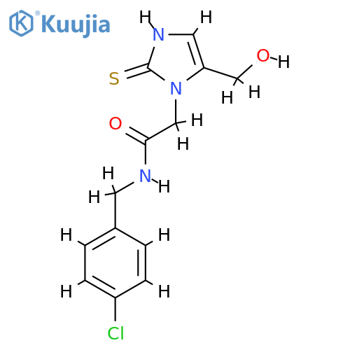 N-(4-chlorophenyl)methyl-2-5-(hydroxymethyl)-2-sulfanyl-1H-imidazol-1-ylacetamide structure