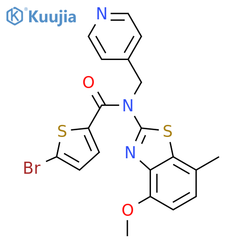 5-bromo-N-(4-methoxy-7-methyl-1,3-benzothiazol-2-yl)-N-(pyridin-4-yl)methylthiophene-2-carboxamide structure