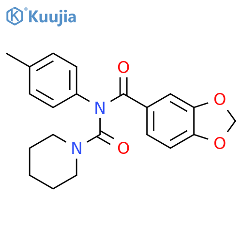 N-(4-methylphenyl)-N-(piperidine-1-carbonyl)-2H-1,3-benzodioxole-5-carboxamide structure