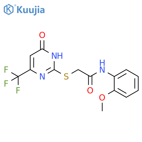 N-(2-methoxyphenyl)-2-{6-oxo-4-(trifluoromethyl)-1,6-dihydropyrimidin-2-ylsulfanyl}acetamide structure