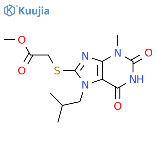 methyl 2-{3-methyl-7-(2-methylpropyl)-2,6-dioxo-2,3,6,7-tetrahydro-1H-purin-8-ylsulfanyl}acetate structure