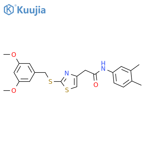 2-(2-{(3,5-dimethoxyphenyl)methylsulfanyl}-1,3-thiazol-4-yl)-N-(3,4-dimethylphenyl)acetamide structure