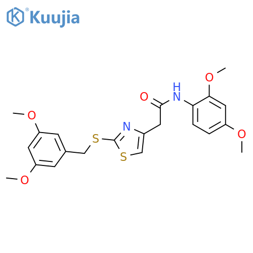 N-(2,4-dimethoxyphenyl)-2-(2-{(3,5-dimethoxyphenyl)methylsulfanyl}-1,3-thiazol-4-yl)acetamide structure