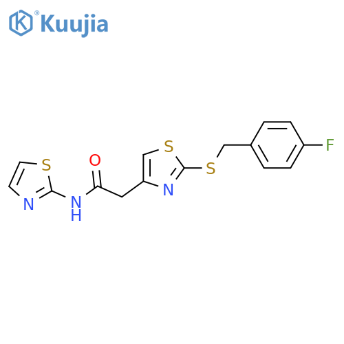 2-(2-{(4-fluorophenyl)methylsulfanyl}-1,3-thiazol-4-yl)-N-(1,3-thiazol-2-yl)acetamide structure