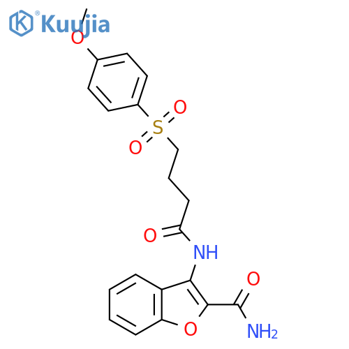 3-4-(4-methoxybenzenesulfonyl)butanamido-1-benzofuran-2-carboxamide structure