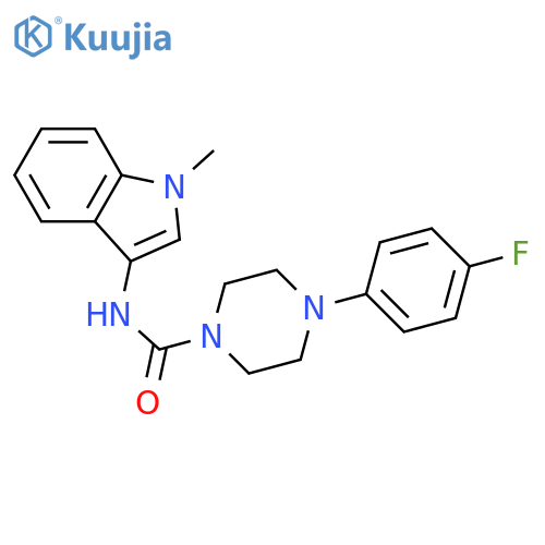 4-(4-fluorophenyl)-N-(1-methyl-1H-indol-3-yl)piperazine-1-carboxamide structure