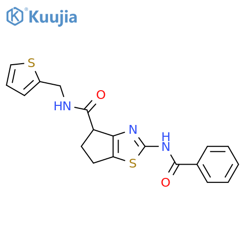 2-benzamido-N-(thiophen-2-yl)methyl-4H,5H,6H-cyclopentad1,3thiazole-4-carboxamide structure