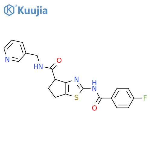 2-(4-fluorobenzamido)-N-(pyridin-3-yl)methyl-4H,5H,6H-cyclopentad1,3thiazole-4-carboxamide structure