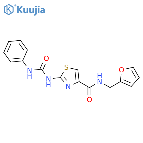 N-(furan-2-yl)methyl-2-(phenylcarbamoyl)amino-1,3-thiazole-4-carboxamide structure