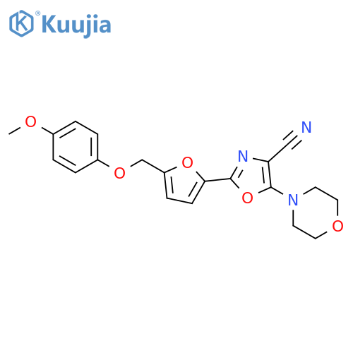 2-{5-(4-methoxyphenoxy)methylfuran-2-yl}-5-(morpholin-4-yl)-1,3-oxazole-4-carbonitrile structure