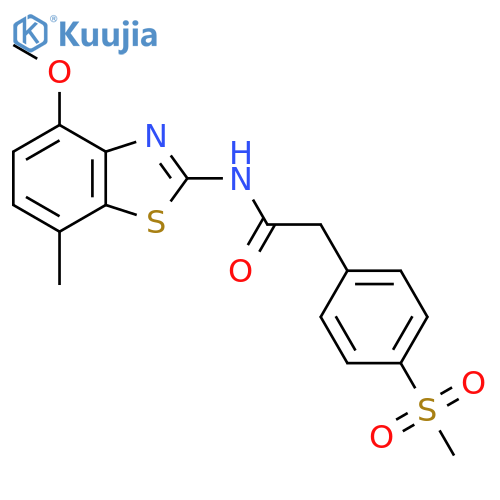 2-(4-methanesulfonylphenyl)-N-(4-methoxy-7-methyl-1,3-benzothiazol-2-yl)acetamide structure